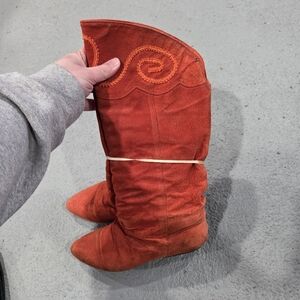 Vintage Leather Collection Orange Western Boots Size 6.5 Womens